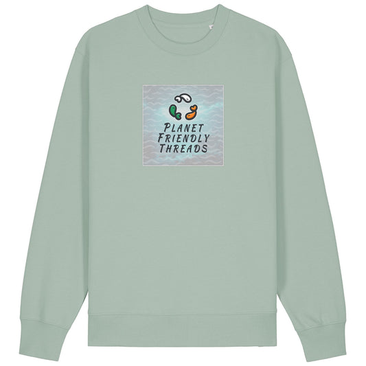 Planet Friendly Logo - Square - Ocean Light | Jumper | Adult | Crewneck | 350gsm Medium Fit | Aloe