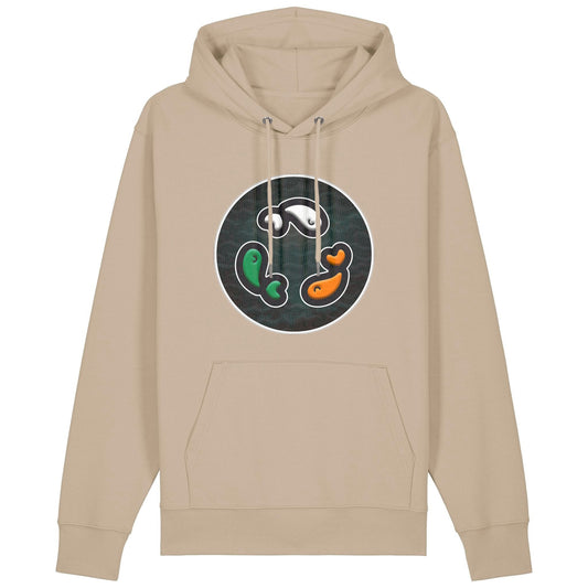 PFT Fish - Circle - Dark | Hoodie | Adult | Cosy | 350gsm Medium Fit | Desert Dust