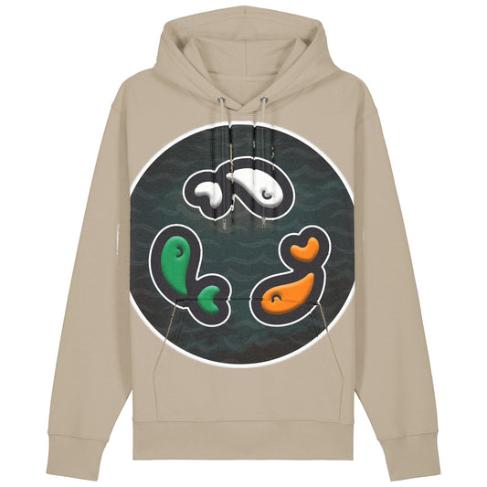 PFT Fish - Circle - Dark | Hoodie | Adult | Cosy | 350gsm Medium Fit | Desert Dust