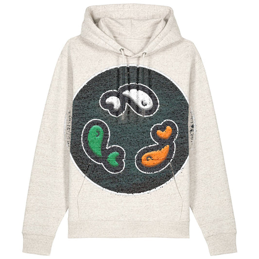 PFT Fish - Circle - Dark | Hoodie | Adult | Cosy | 350gsm Medium Fit | Eco-Heather