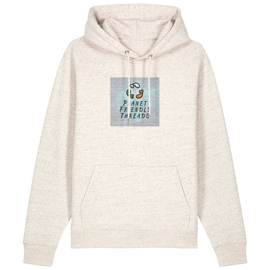 Planet Friendly Logo - Square - Ocean Light | Hoodie | Adult | Cosy | 350gsm Medium Fit | Eco-Heather