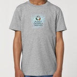 PFT Logo - SSSQUARE - Light Ocean | T-Shirt | Kids | Crewneck Short Sleeve | 155gsm Medium Fit | Heather Grey