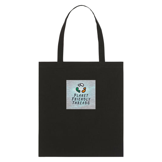 Planet Friendly Logo - Square - Ocean Light | Other | Adult | Tote Bag | 160gsm | Black