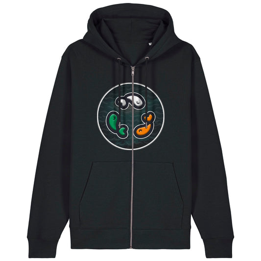 PFT Fish - Circle - Dark | Hoodie | Adult | Zip | 350gsm Medium Fit | Black
