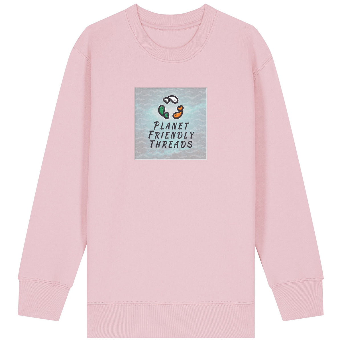 PFT Logo - SSSQUARE - Light Ocean | Jumper | Kids | Crewneck | 300gsm Medium Fit | Cotton Pink