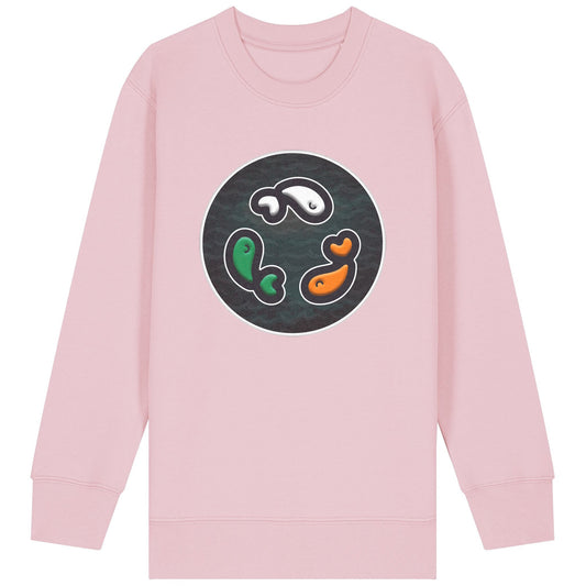 PFT Fish - Circle - Dark | Jumper | Kids | Crewneck | 300gsm Medium Fit | Cotton Pink