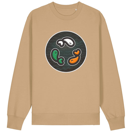 PFT Fish - Circle - Dark | Jumper | Adult | Crewneck | 350gsm Medium Fit | Latte