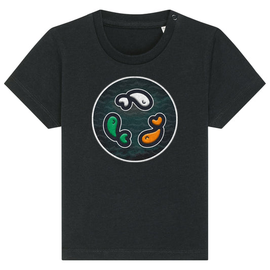 PFT Fish - Circle - Dark | T-Shirt | Baby | Crewneck Short Sleeve | 155gsm Medium Fit | Black