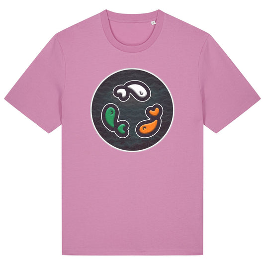 PFT Fish - Circle - Dark | T-Shirt | Adult | Crewneck Short Sleeve | 180gsm Medium Fit | Bubble Pink