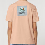 Planet Friendly Logo - Square - Ocean Light | T-Shirt | Adult | Crewneck Short Sleeve | 180gsm Medium Fit | Fraiche Peche