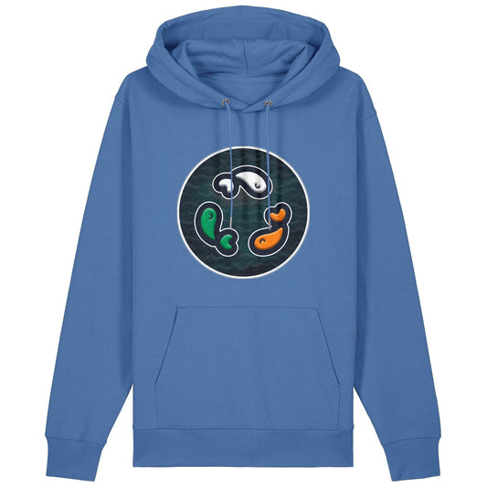 PFT Fish - Circle - Dark | Hoodie | Adult | Cosy | 350gsm Medium Fit | Bright Blue