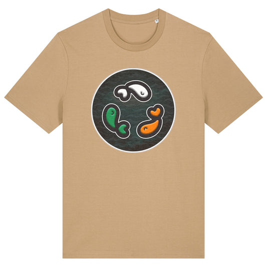 PFT Fish - Circle - Dark | T-Shirt | Adult | Crewneck Short Sleeve | 180gsm Medium Fit | Latte