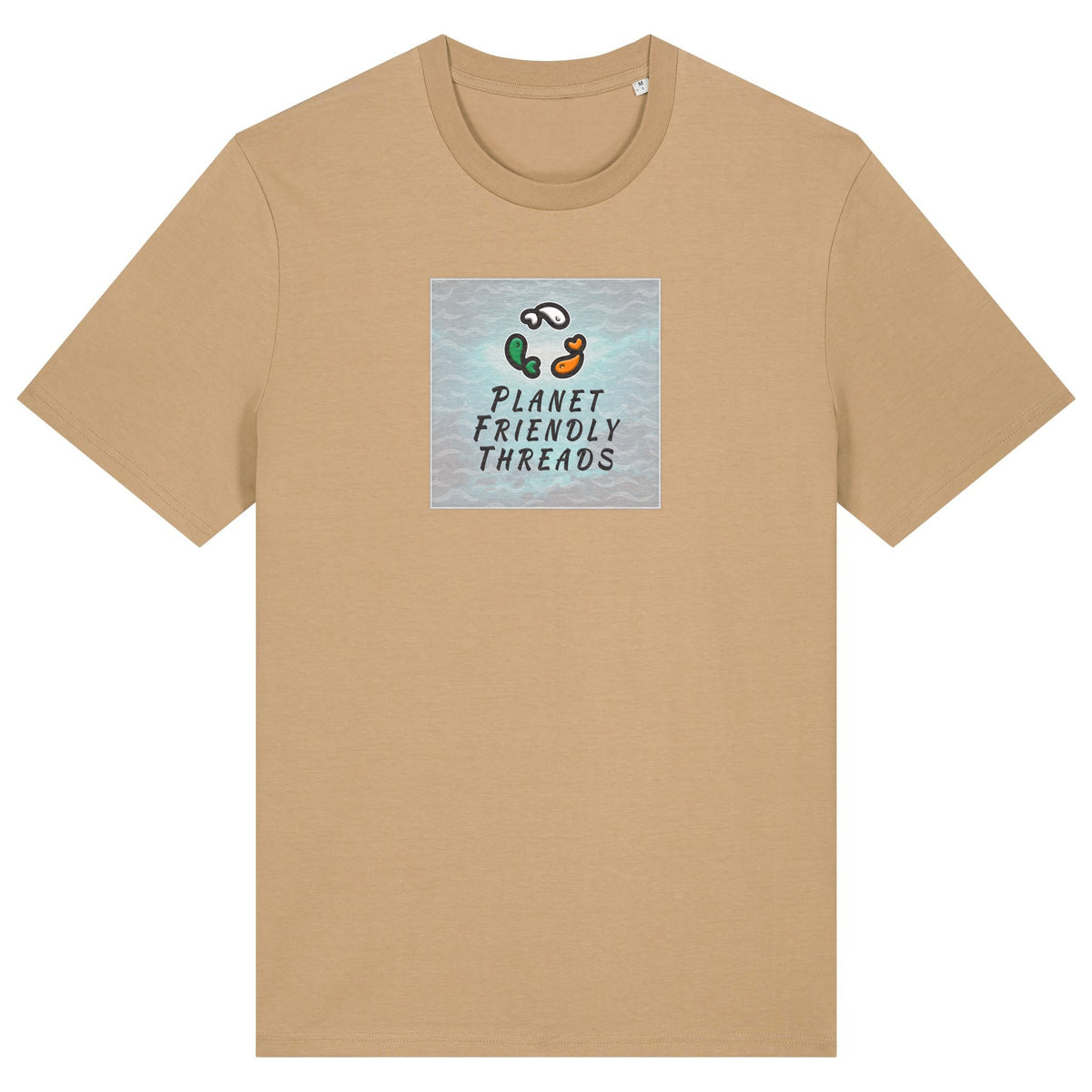 PFT Logo - SSSQUARE - Light Ocean | T-Shirt | Adult | Crewneck Short Sleeve | 180gsm Medium Fit | Latte