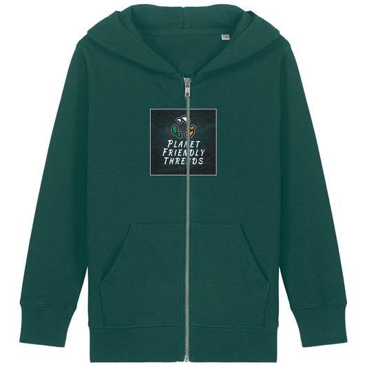 PFT Logo - dark | Hoodie | Kids | Zip | 300gsm Medium Fit | Glazed Green