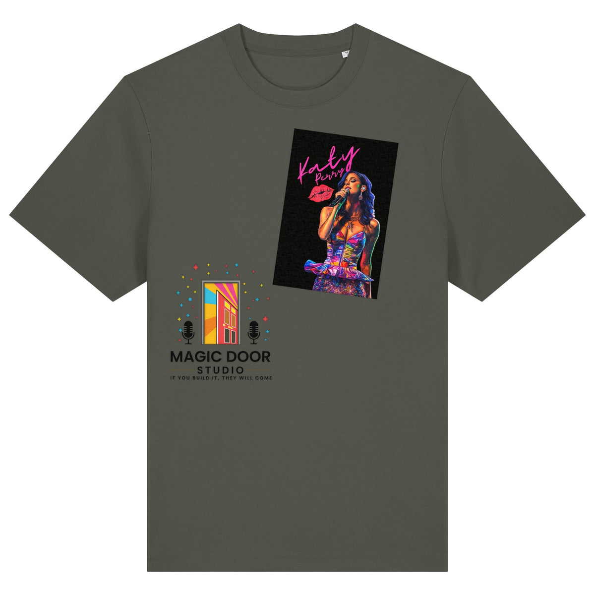 Katy Perry | T-Shirt | Adult | Crewneck Short Sleeve | 215gsm Relaxed Fit | Khaki
