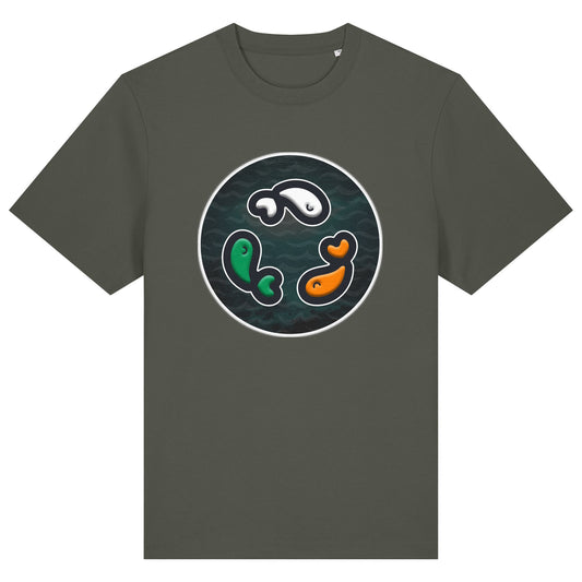PFT Fish - Circle - Dark | T-Shirt | Adult | Crewneck Short Sleeve | 215gsm Relaxed Fit | Khaki