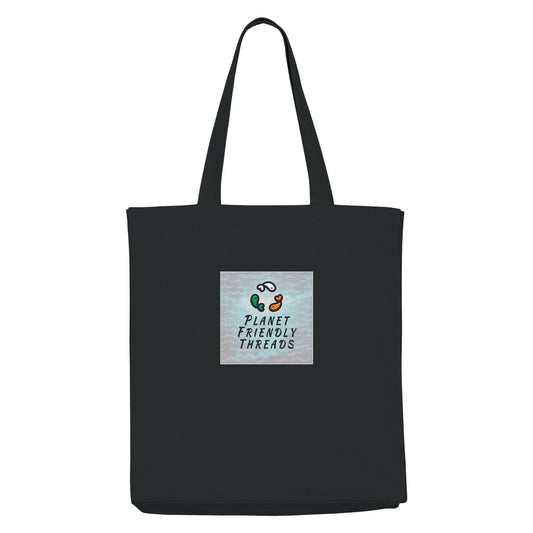 Planet Friendly Logo - Square - Ocean Light | Other | Adult | Tote Bag | 220gsm | Black