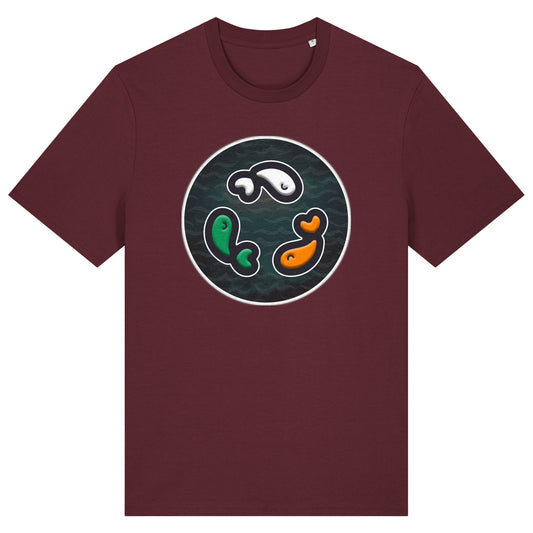 PFT Fish - Circle - Dark | T-Shirt | Adult | Crewneck Short Sleeve | 180gsm Medium Fit | Burgundy