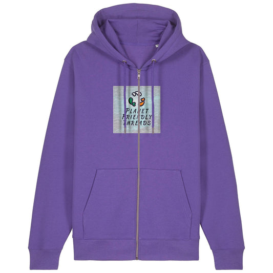 Planet Friendly Logo - Square - Ocean Light | Hoodie | Adult | Zip | 350gsm Medium Fit | Purple Love