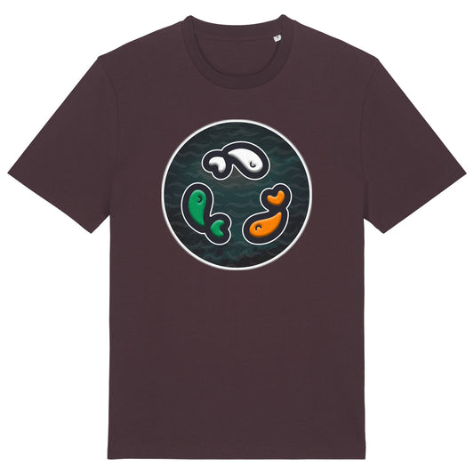 PFT Fish - Circle - Dark | T-Shirt | Adult | Crewneck Short Sleeve | 180gsm Medium Fit | Red Brown
