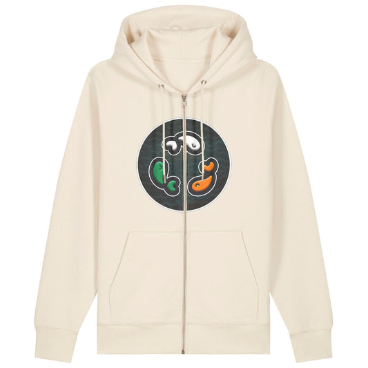 PFT Fish - Circle - Dark | Hoodie | Adult | Zip | 350gsm Medium Fit | Natural Raw