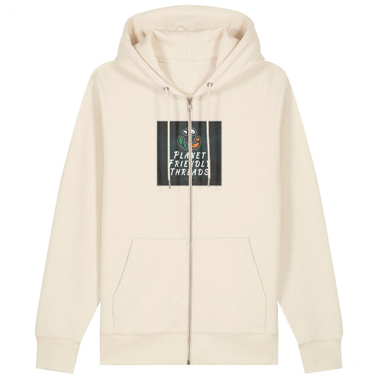 PFT Logo - dark | Hoodie | Adult | Zip | 350gsm Medium Fit | Natural Raw