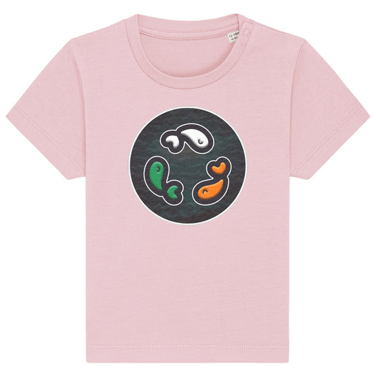 PFT Fish - Circle - Dark | T-Shirt | Baby | Crewneck Short Sleeve | 155gsm Medium Fit | Cotton Pink