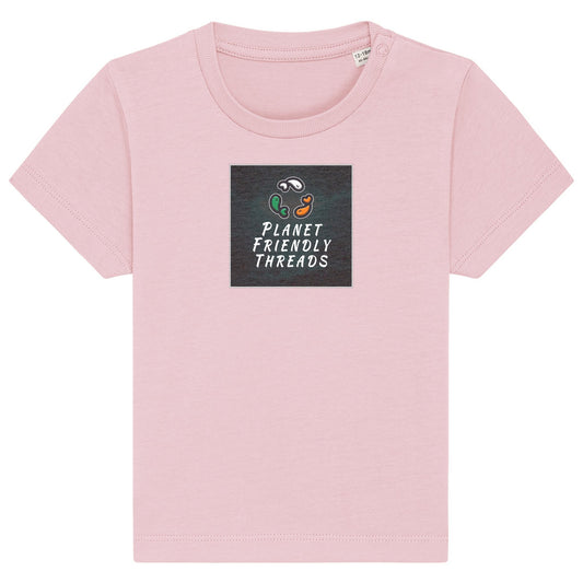 PFT Logo - dark | T-Shirt | Baby | Crewneck Short Sleeve | 155gsm Medium Fit | Cotton Pink