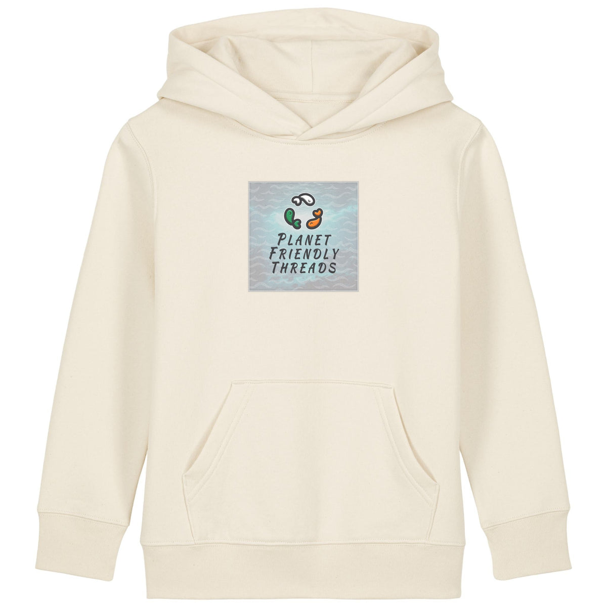 PFT Logo - SSSQUARE - Light Ocean | Hoodie | Kids | Cosy | 300gsm Medium Fit | Natural Raw