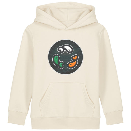 PFT Fish - Circle - Dark | Hoodie | Kids | Cosy | 300gsm Medium Fit | Natural Raw