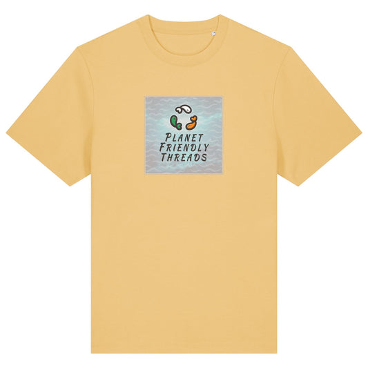 Planet Friendly Logo - Square - Ocean Light | T-Shirt | Adult | Crewneck Short Sleeve | 215gsm Relaxed Fit | Nispero