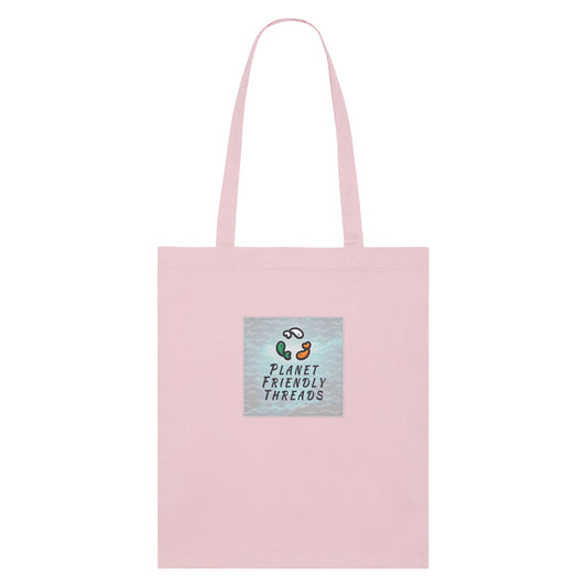 Planet Friendly Logo - Square - Ocean Light | Other | Adult | Tote Bag | 160gsm | Cotton Pink