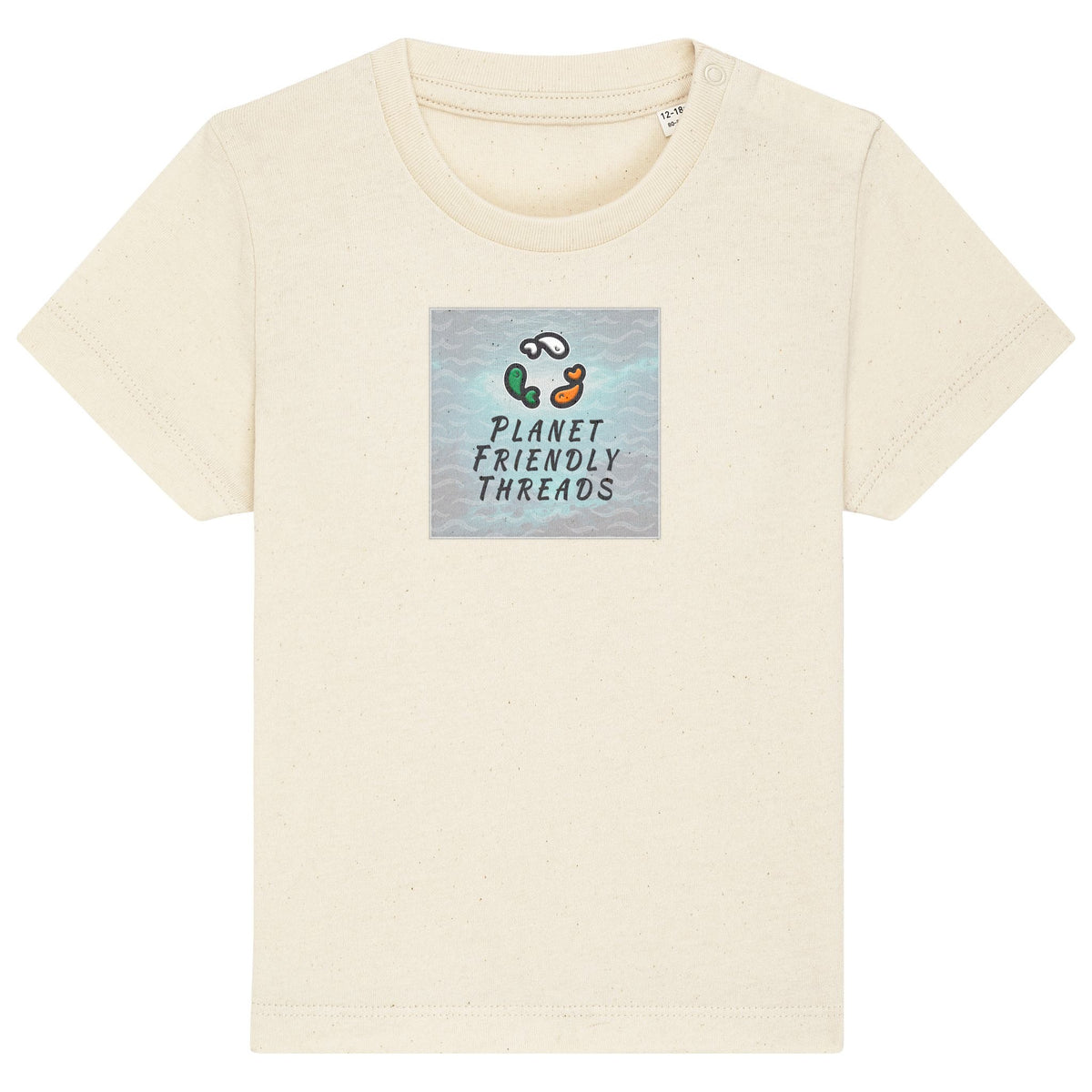 PFT Logo - SSSQUARE - Light Ocean | T-Shirt | Baby | Crewneck Short Sleeve | 155gsm Medium Fit | Natural Raw