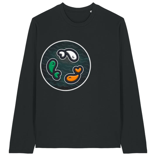 PFT Fish - Circle - Dark | T-Shirt | Adult | Crewneck Long Sleeve | 180gsm Medium Fit | Black