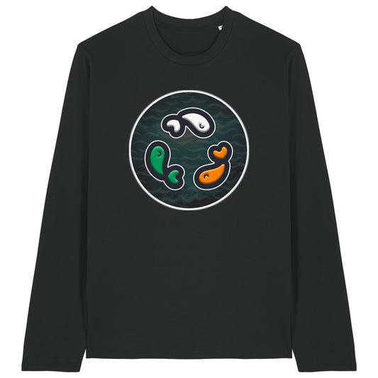 PFT Fish - Circle - Dark | T-Shirt | Adult | Crewneck Long Sleeve | 180gsm Medium Fit | Black