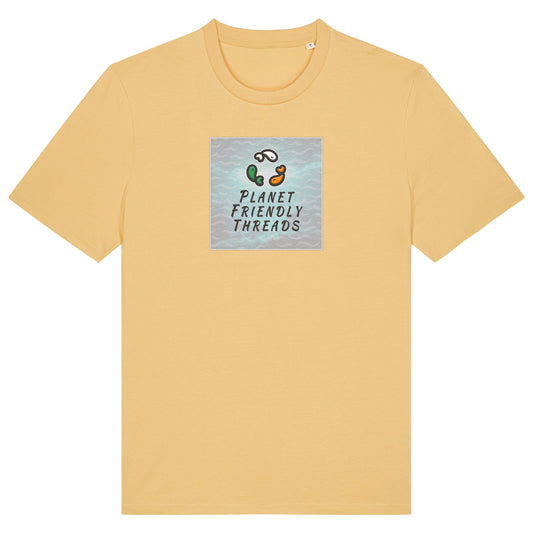 Planet Friendly Logo - Square - Ocean Light | T-Shirt | Adult | Crewneck Short Sleeve | 180gsm Medium Fit | Nispero