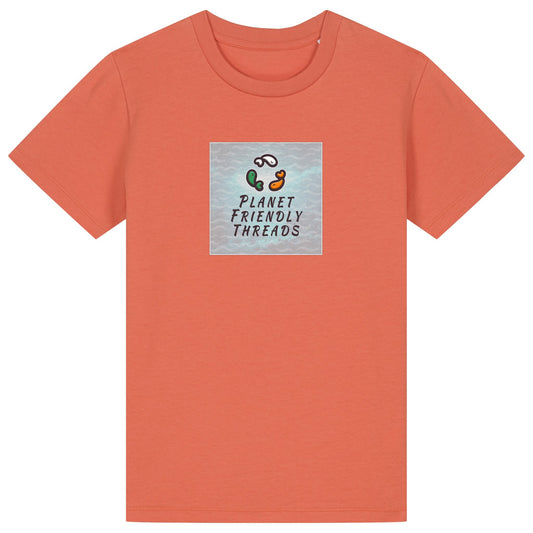 Planet Friendly Logo - Square - Ocean Light | T-Shirt | Kids | Crewneck Short Sleeve | 155gsm Medium Fit | Fiesta