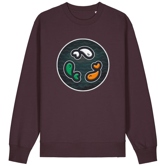 PFT Fish - Circle - Dark | Jumper | Adult | Crewneck | 350gsm Medium Fit | Red Brown
