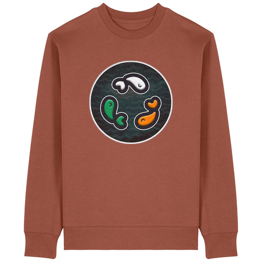 PFT Fish - Circle - Dark | Jumper | Adult | Crewneck | 350gsm Medium Fit | Heritage Brown