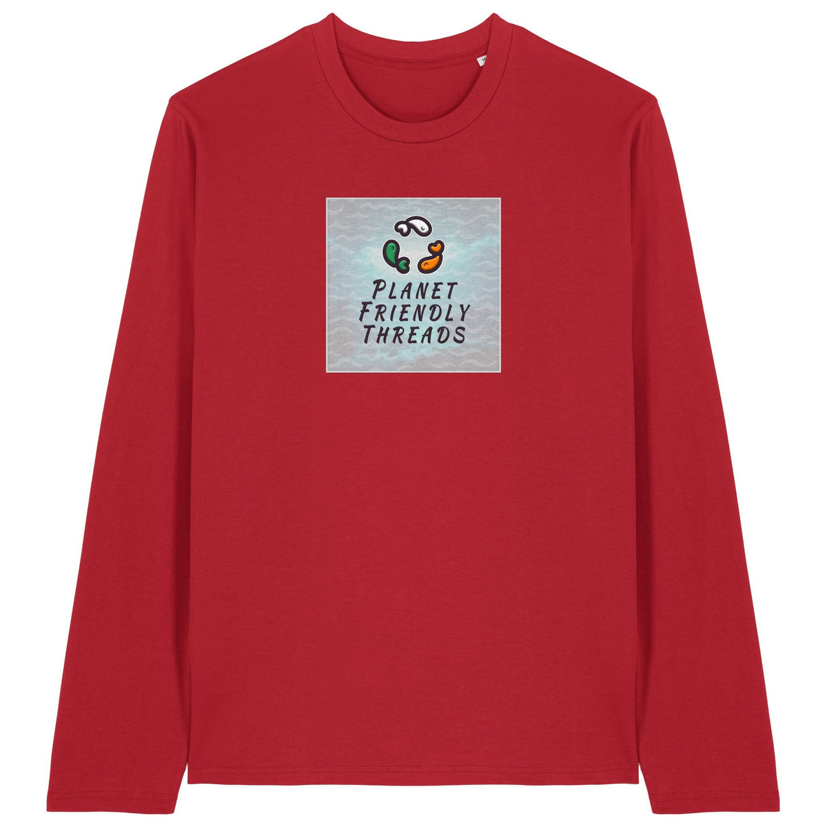 PFT Logo - SSSQUARE - Light Ocean | T-Shirt | Adult | Crewneck Long Sleeve | 180gsm Medium Fit | Red