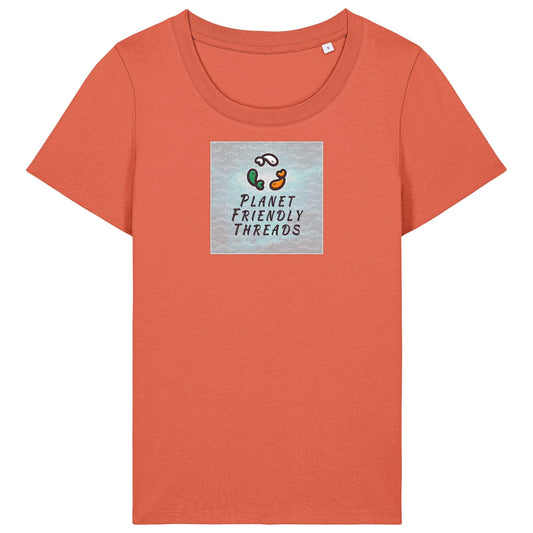 Planet Friendly Logo - Square - Ocean Light | T-Shirt | Adult | Ladies Short Sleeve | 155gsm Fitted | Fiesta