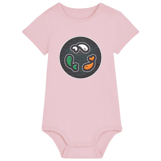 PFT Fish - Circle - Dark | Other | Baby | Onesie | 210gsm Fitted | Cotton Pink