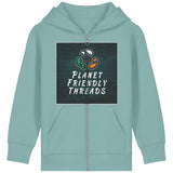PFT Logo - dark | Hoodie | Kids | Zip | 300gsm Medium Fit | Teal Monstera