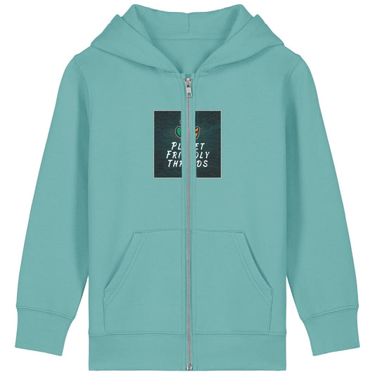 PFT Logo - dark | Hoodie | Kids | Zip | 300gsm Medium Fit | Teal Monstera
