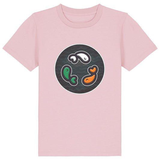 PFT Fish - Circle - Dark | T-Shirt | Kids | Crewneck Short Sleeve | 155gsm Medium Fit | Cotton Pink