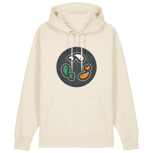 PFT Fish - Circle - Dark | Hoodie | Adult | Cosy | 350gsm Medium Fit | Natural Raw