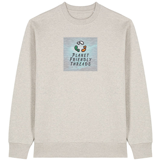 Planet Friendly Logo - Square - Ocean Light | Jumper | Adult | Crewneck | 350gsm Medium Fit | Heather Haze
