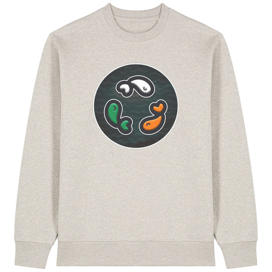 PFT Fish - Circle - Dark | Jumper | Adult | Crewneck | 350gsm Medium Fit | Heather Haze
