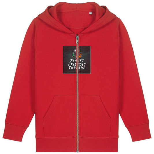 PFT Logo - dark | Hoodie | Kids | Zip | 300gsm Medium Fit | Red