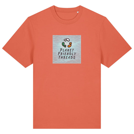 Planet Friendly Logo - Square - Ocean Light | T-Shirt | Adult | Crewneck Short Sleeve | 215gsm Relaxed Fit | Fiesta